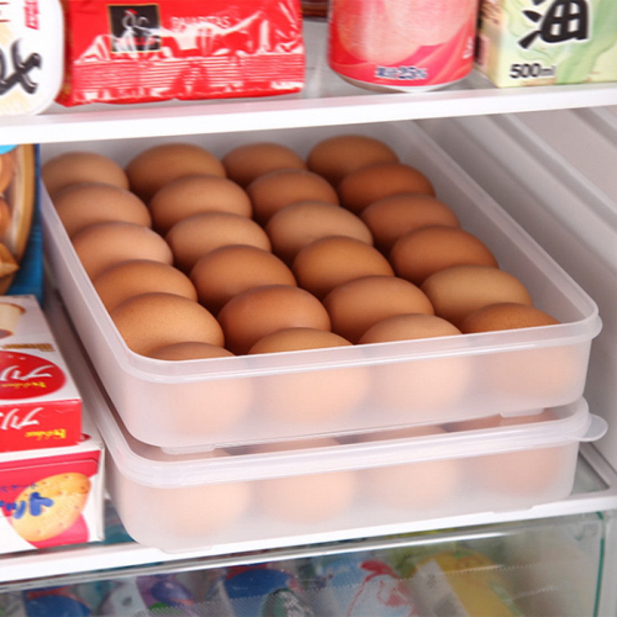 日本進口大容量雞蛋收納盒(帶蓋24格)