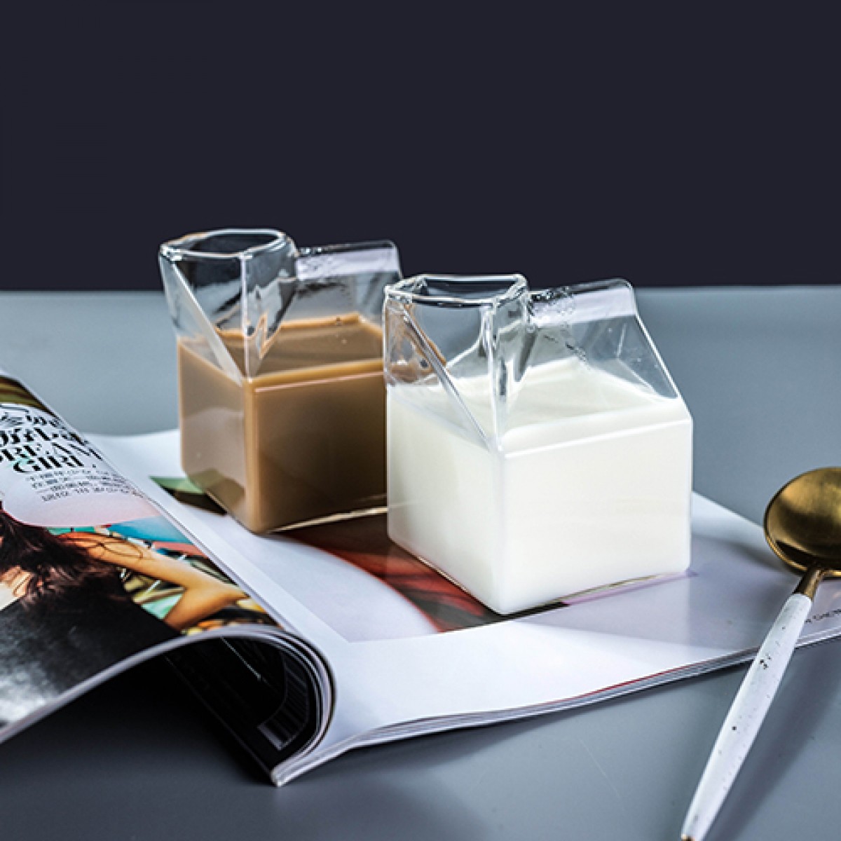 創意玻璃牛奶盒