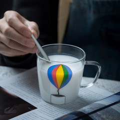 創意彩虹熱氣球玻璃果汁杯