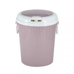 XY素色簡約家用壓圈帶環塑料垃圾桶