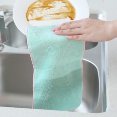 XY廚房家用雙面純色珊瑚絨洗碗布