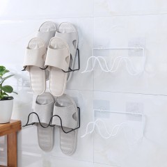 XY浴室創意粘貼式壁掛雙層鐵藝拖鞋架