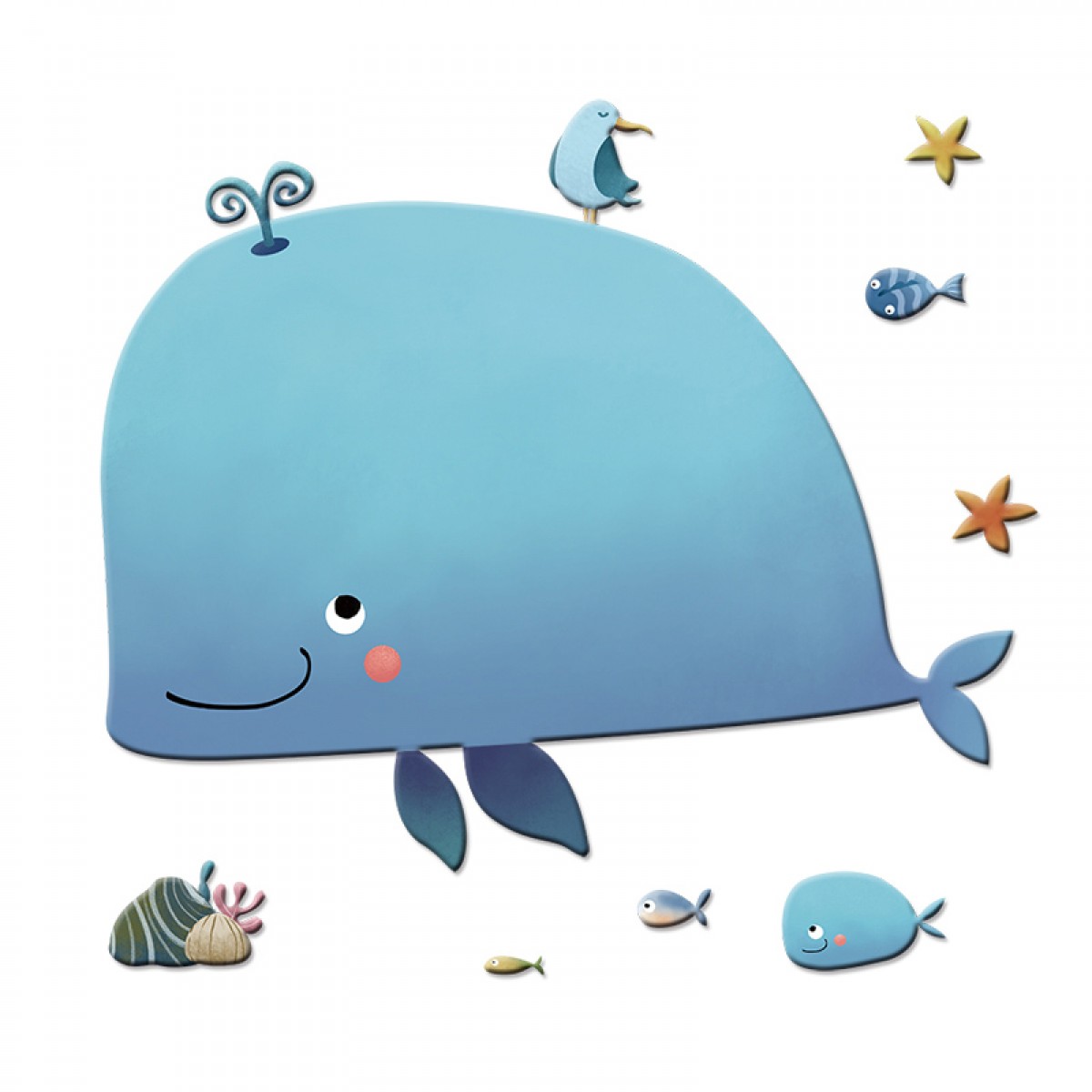 卡通可愛鯨魚世界磁性冰箱貼軟膠留言貼紙