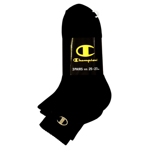 Champion 金商標 短襪 3雙 黑色 M