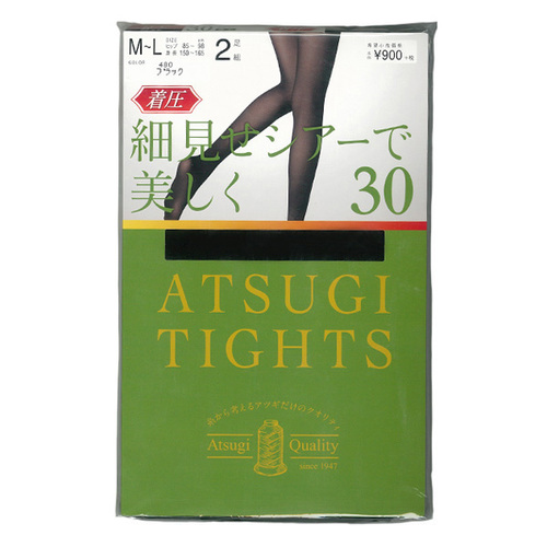 厚木(ATSUGI)著壓褲襪 瘦腿通透 30D 黑色 M-L(2雙)