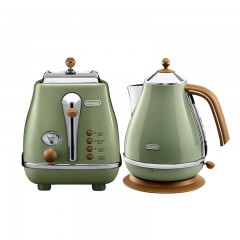 【兩件套】DeLonghi德龍icona復古早餐系列電水壺+多士爐