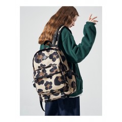 FREEIN印花雙肩包豹紋設計背部戶外旅行男女書包校園背包