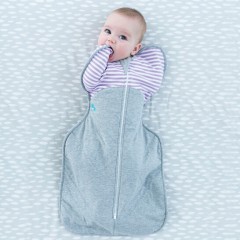 【love to dream】澳洲品牌嬰兒睡袋紫色條紋秋冬款，寶寶防踢被防驚跳繈褓包裹型投降睡袋，新生兒包巾