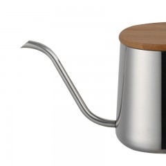 350ml木蓋咖啡壺 304不銹鋼手沖壺 細嘴咖啡壺