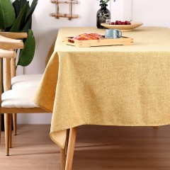 現代簡約純色亞麻防水防油免洗茶幾布長方形餐桌布
