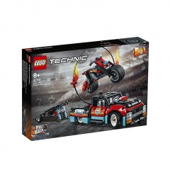 LEGO樂高機械系列 卡車與摩托車特技表演42106拼插積木玩具
