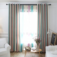 彩色條紋簡約現代柔軟舒適仿羊絨窗簾布