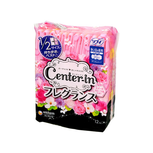 Center-in Compact 甘甜花卉香味 衛生棉 量多日夜用 12片