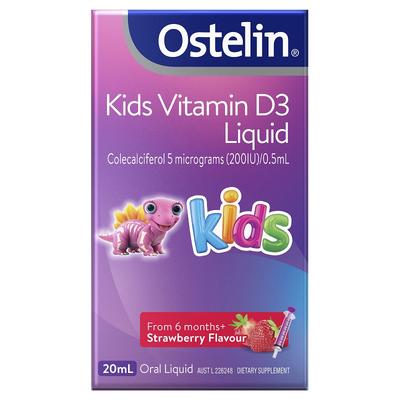 Ostelin 嬰幼兒/兒童液體維生素D滴劑(200IU) 補鈣 草莓味 20ml（新舊包裝隨機發貨）——有效期至2021年5月