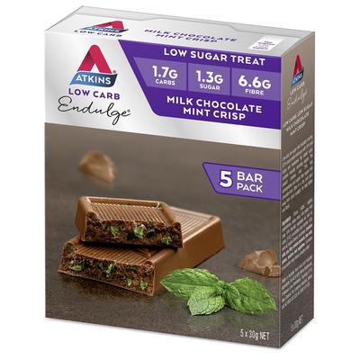 AtKins Endulge Milk Chocolate Mint Crisp Bar 30g X 5