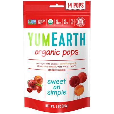 Yummy Earth 牙米滋 有機兒童水果棒棒糖 混合口味 15支/包 85g