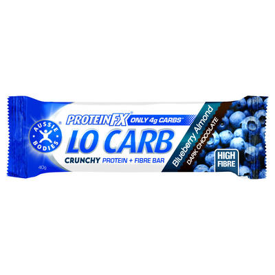 Aussie Bodies Protein FX Lo Carb Bar Crunchy Blueberry Almond 40g X 12