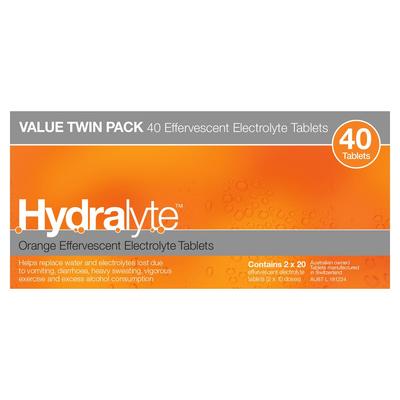 Hydralyte 電解質泡騰片橙味 2X20片 （補充水、能量）
