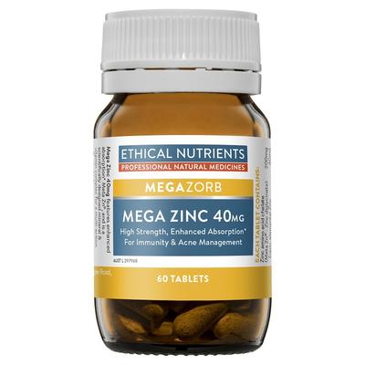 Ethical Nutrients Mega Zinc 40mg Tab X 60