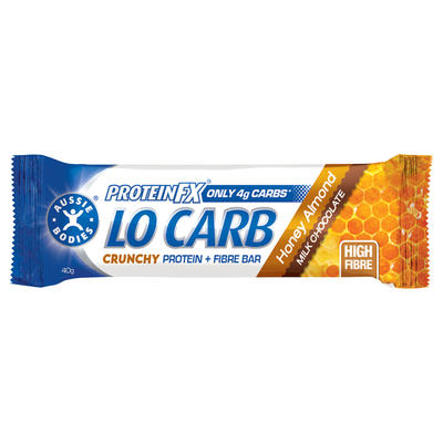 Aussie Bodies Protein FX Lo Carb Bar Crunchy Honey Almond 40g X 12
