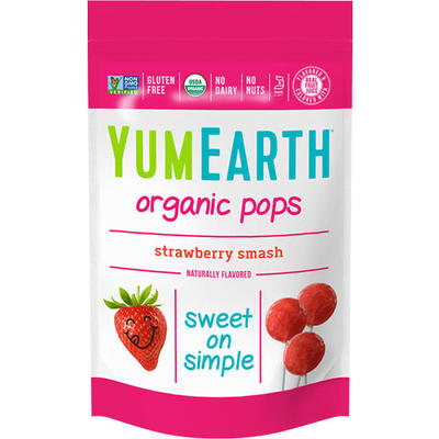 Yummy Earth 牙米滋 有機兒童水果棒棒糖 草莓味 15支/包 85g
