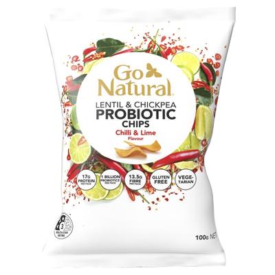 Go Natural Lentil & Chickpea Probiotic Chips Chilli & Lime Flavour 100g X 5