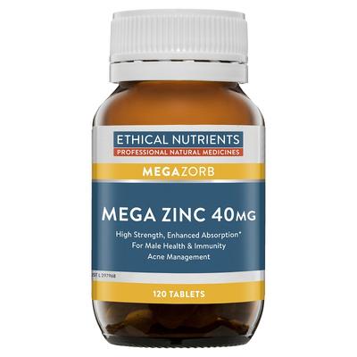 Ethical Nutrients Mega Zinc 40mg Tab X 120