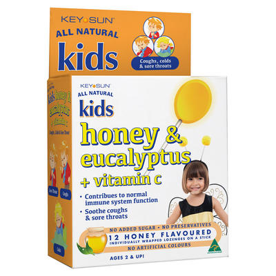 Key Sun 兒童案樹維生素C棒棒糖 X 12支（蜂蜜味 2歲以上） 不含糖精