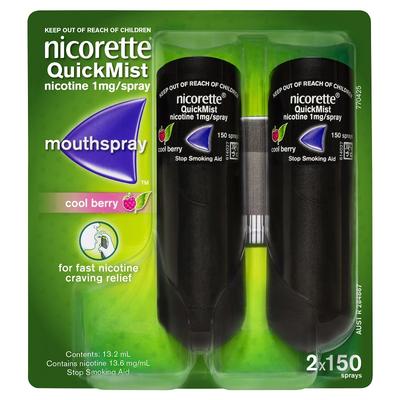 Nicorette QuickMist Mouth Spray Cool Berry 13.2ml (150 Sprays) X 2