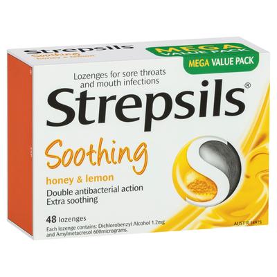 Strepsils 使立消 蜂蜜檸檬潤喉糖 48片 舒緩型