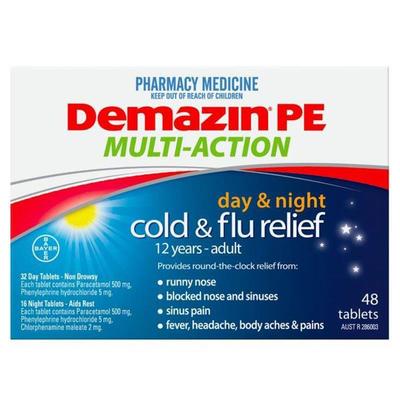 Demazin PE Multi Action Cold & Flu Relief Day & Night 48 Tablets
