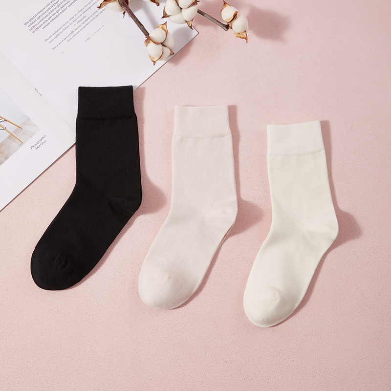 【3雙裝】女式純棉中筒襪