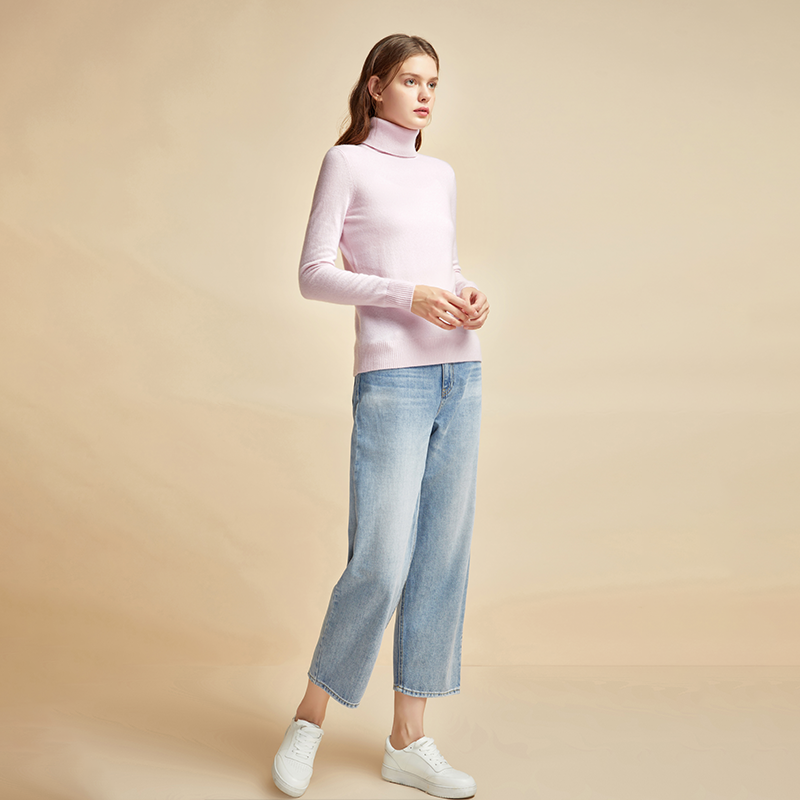 珍貴的軟滑感，女式高領純小山羊絨衫2.0