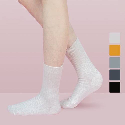 【35雙裝】 精細仿手縫，女式羅紋中筒襪