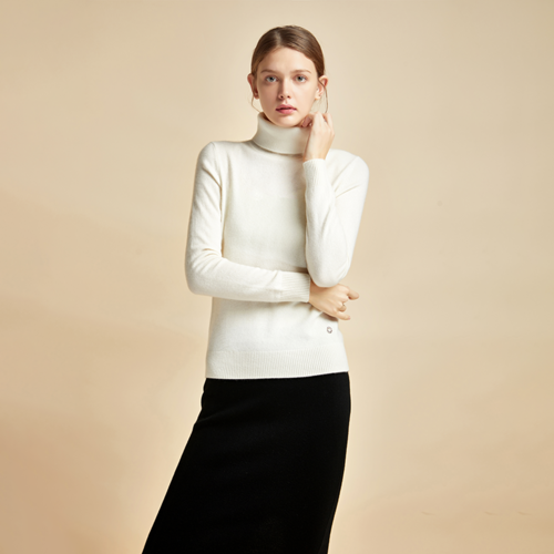 珍貴的軟滑感，女式高領純小山羊絨衫2.0