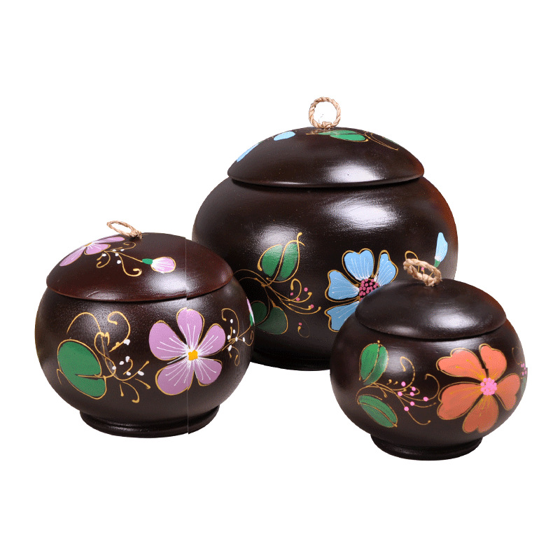 泰國進口木質繪花裝飾時尚創意茶葉罐