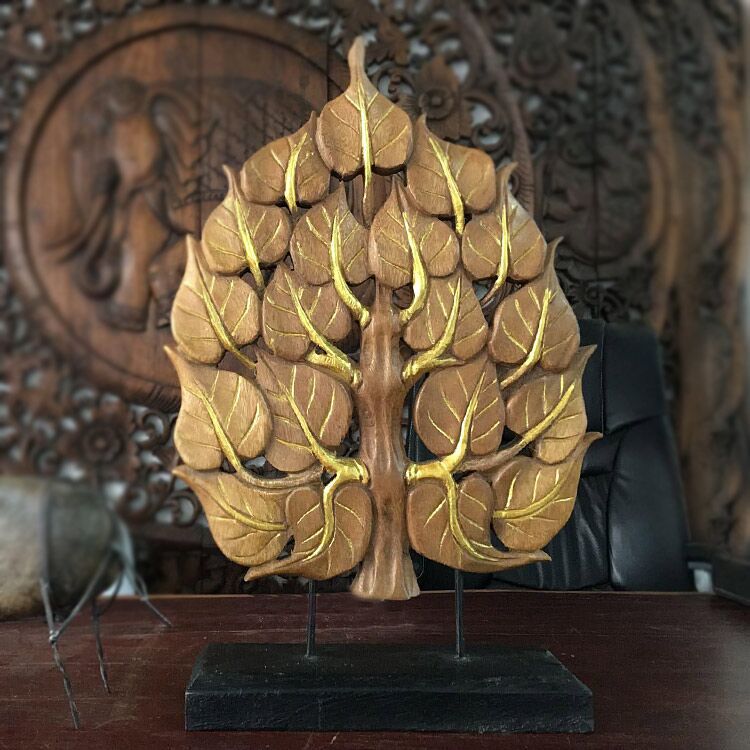 泰國工藝品 實木菩提葉裝飾工藝擺