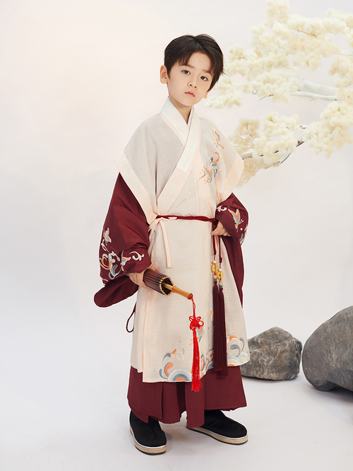 小滄海道袍褡護中國風兒童漢服