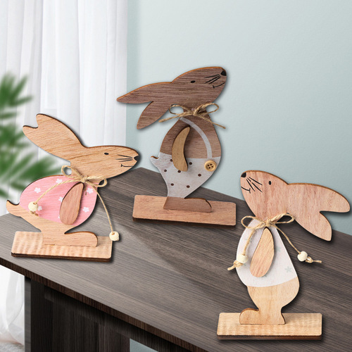 北歐ins創意復活節兔子木製品桌面裝飾
