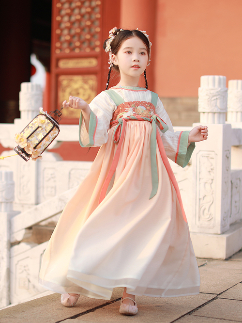 漢服女童桂殿笙齊胸套裝中國風揹帶連衣裙