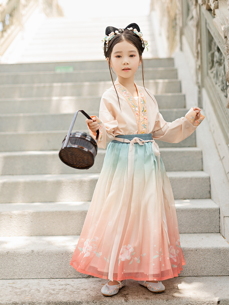 小迦藍褙子宋制漢服中國風兒童漢服