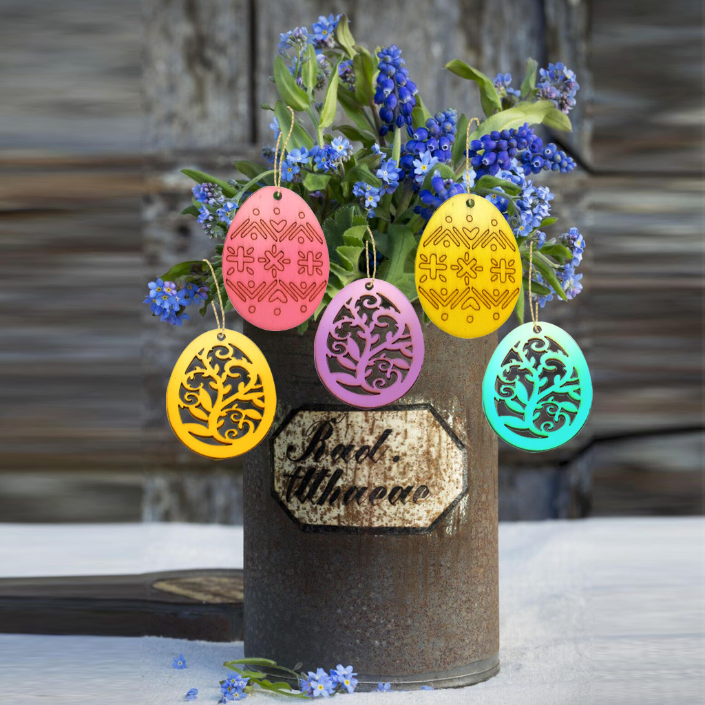歐美木質復活節居家裝飾DIY彩蛋小掛件