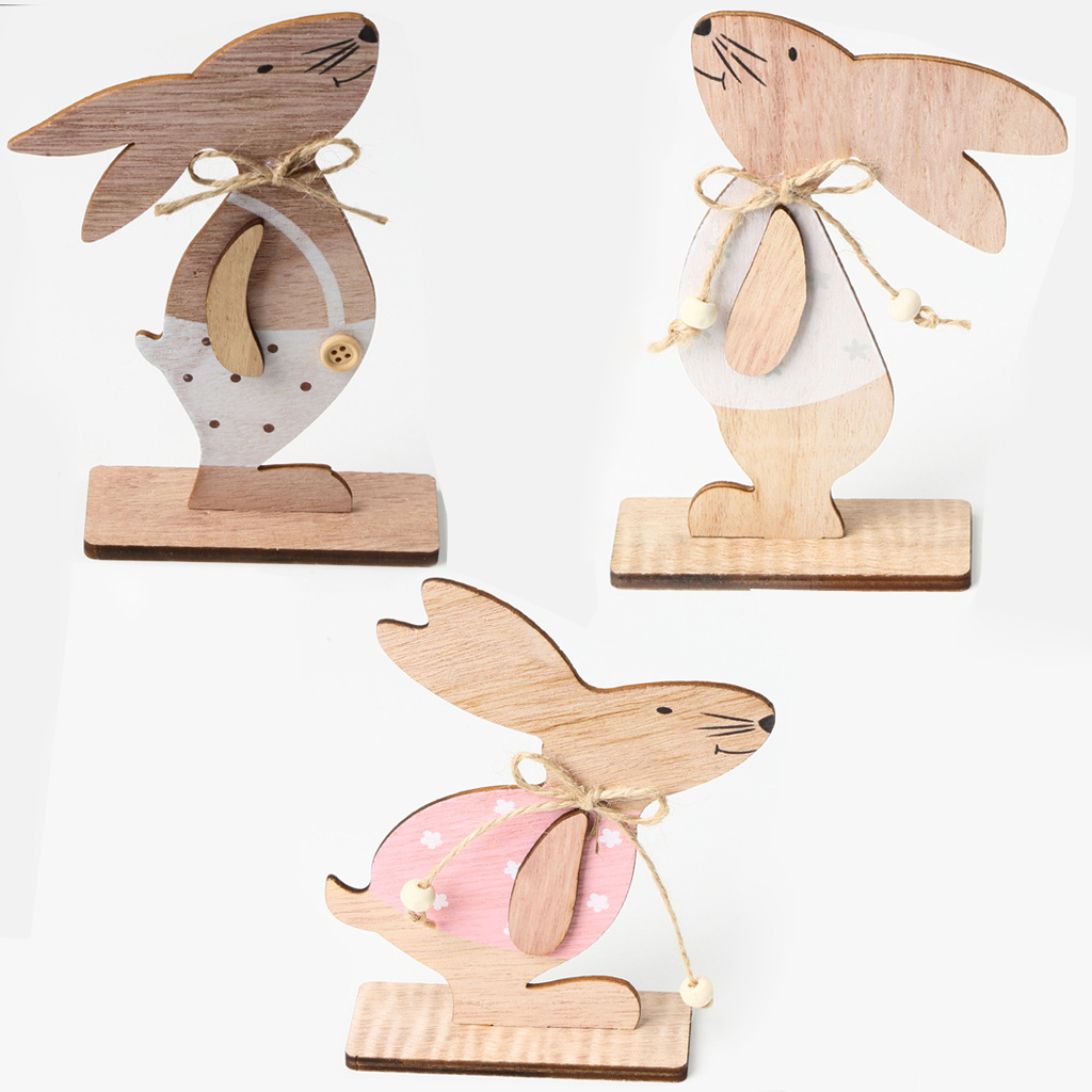 北歐ins創意復活節兔子木製品桌面裝飾