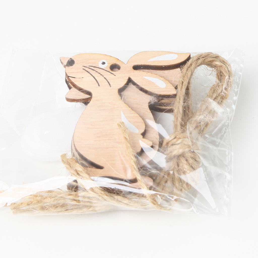 創意款復活節木質兔子 白色花北歐家居木製裝飾品