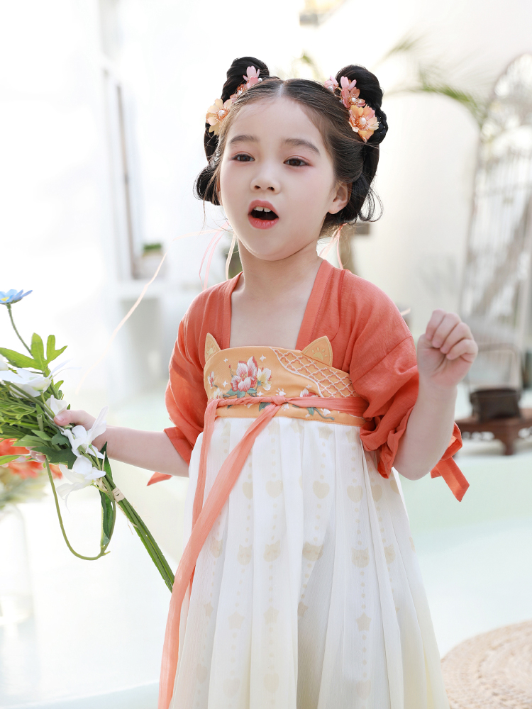 女童裝胖橘為重齊胸連衣裙中國風