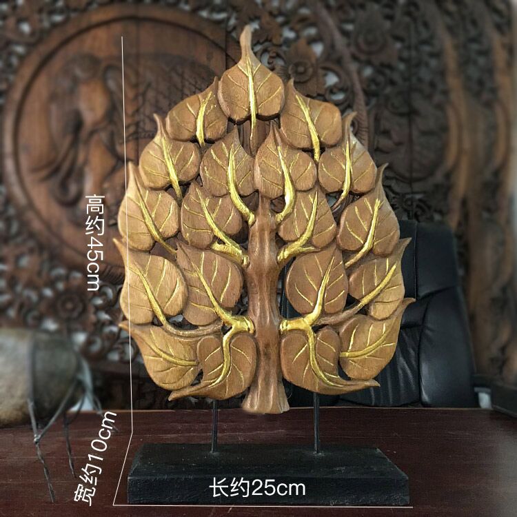 泰國工藝品 實木菩提葉裝飾工藝擺