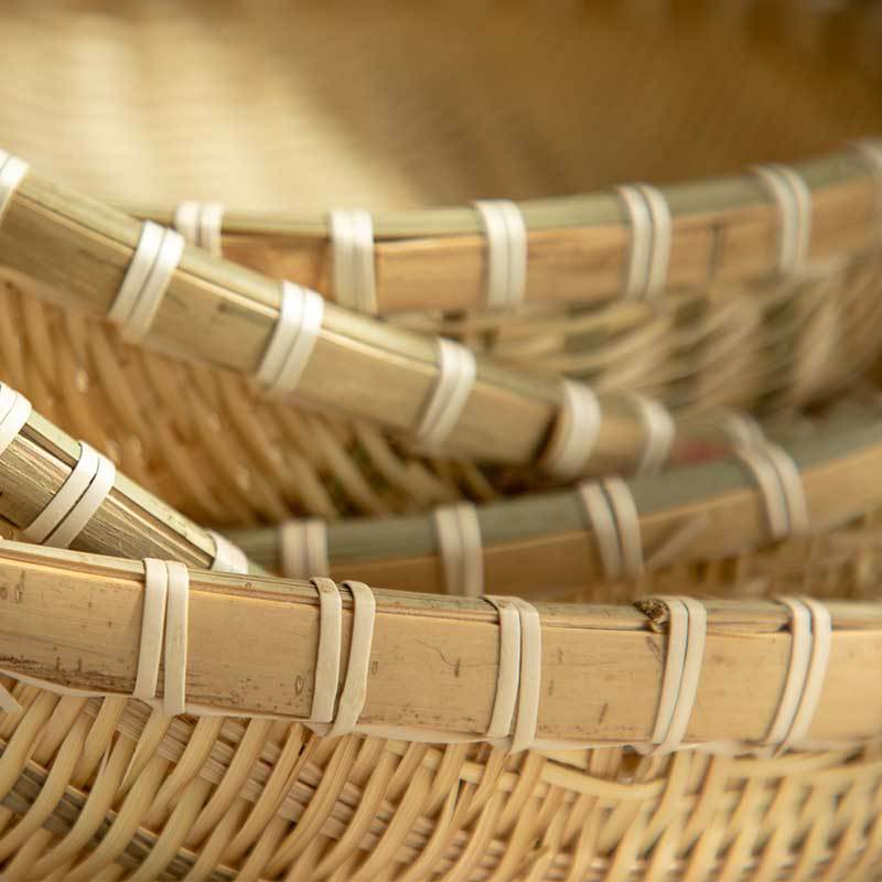 越南手工竹製品 竹編收納筐家用洗菜淘米水果籃