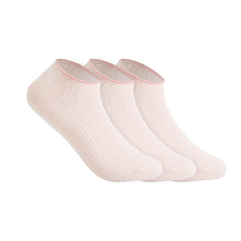 【3雙裝 】女式立體花織淺口船襪
