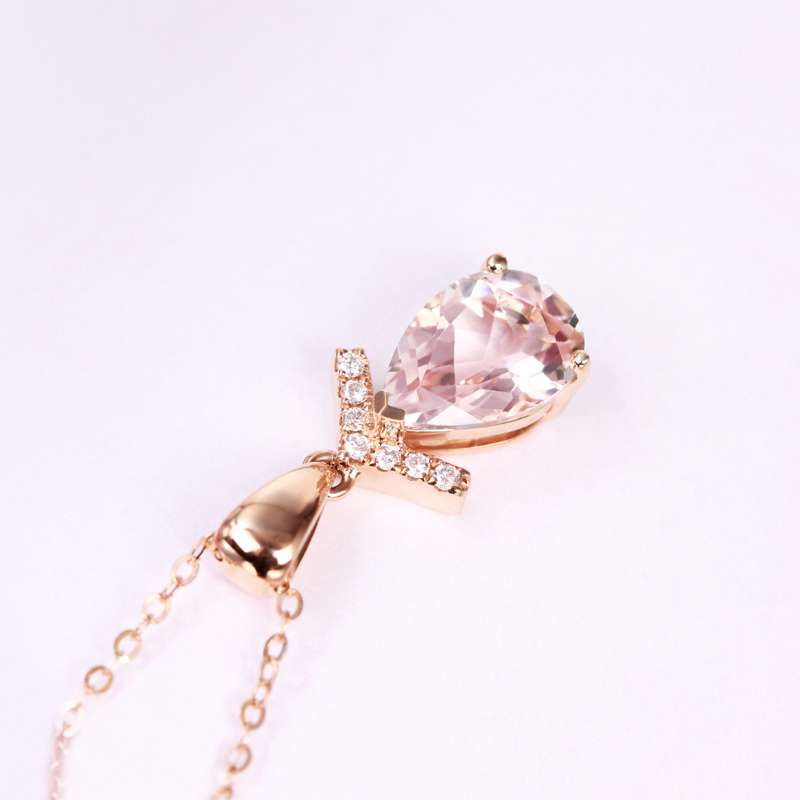 粉色摩根石鑽石K金項鍊