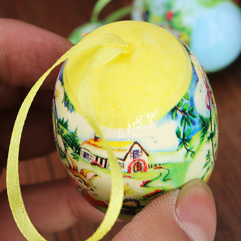 復活節泡沫彩蛋4*6cm七彩復活蛋卡通復活雞蛋裝飾